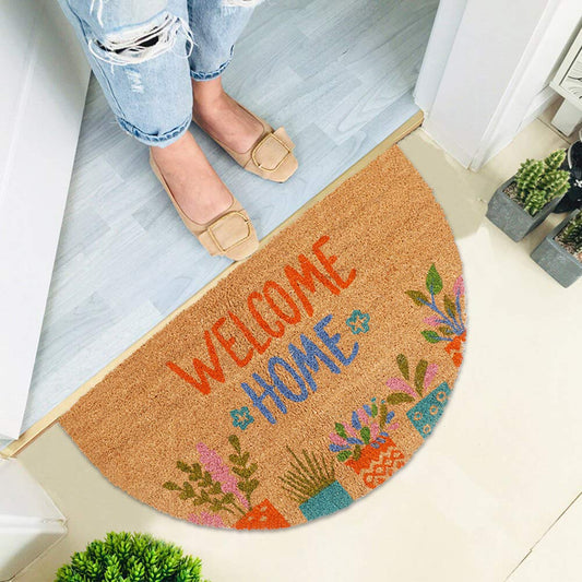 Large 45X75Cm Coir Door Mats For Entrance Big Size Welcome Mat, Welcome Home, Blue (Rectangular)