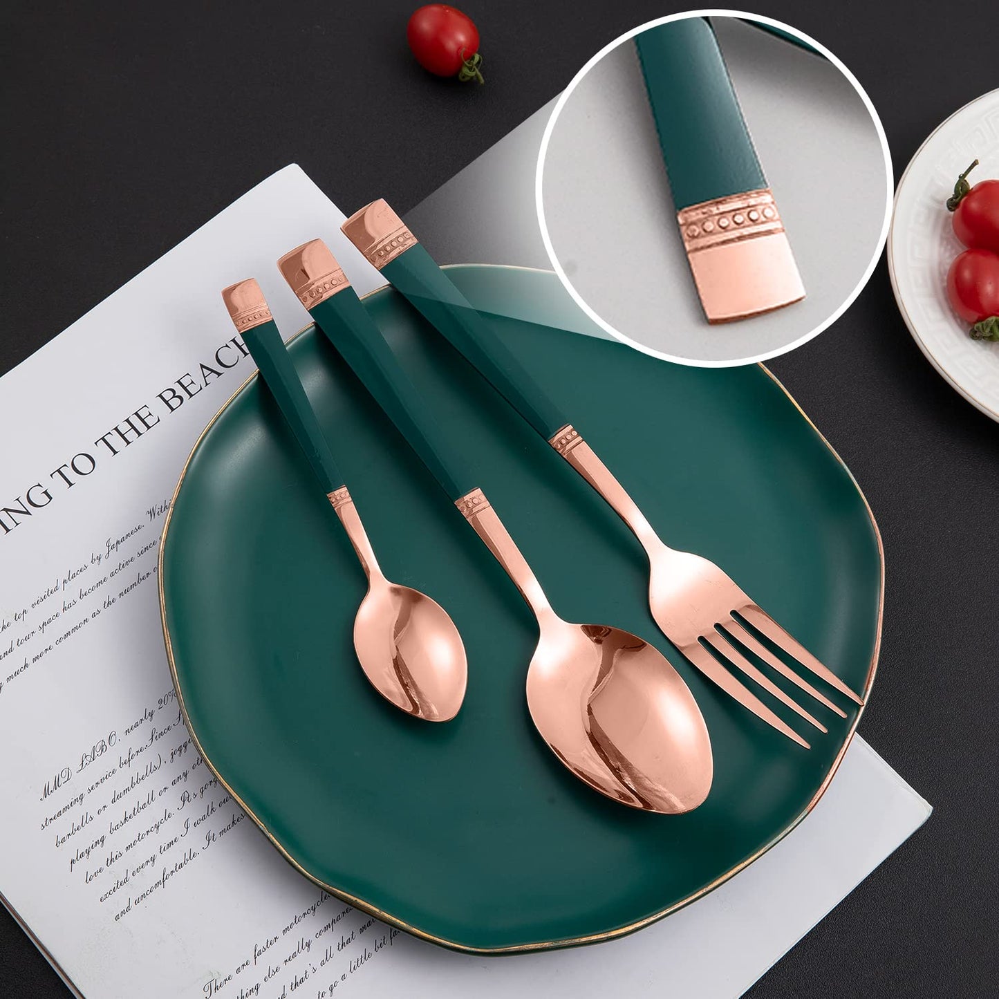 Cutlery Set of 18 / 24 Pcs Stainless Steel Flatware Set, Mirror Finish - Rose Gold