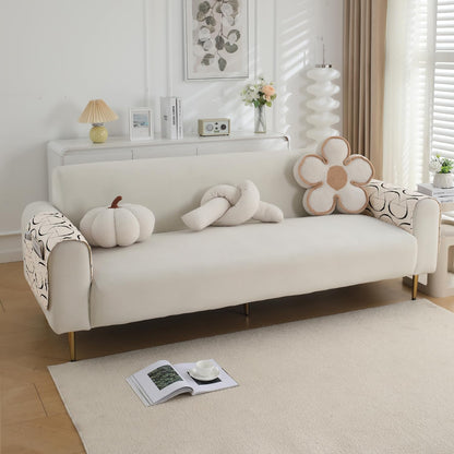 Water Repellent + Waterproof Quilted Sofa Mats, Natural Beige Abstract Art
