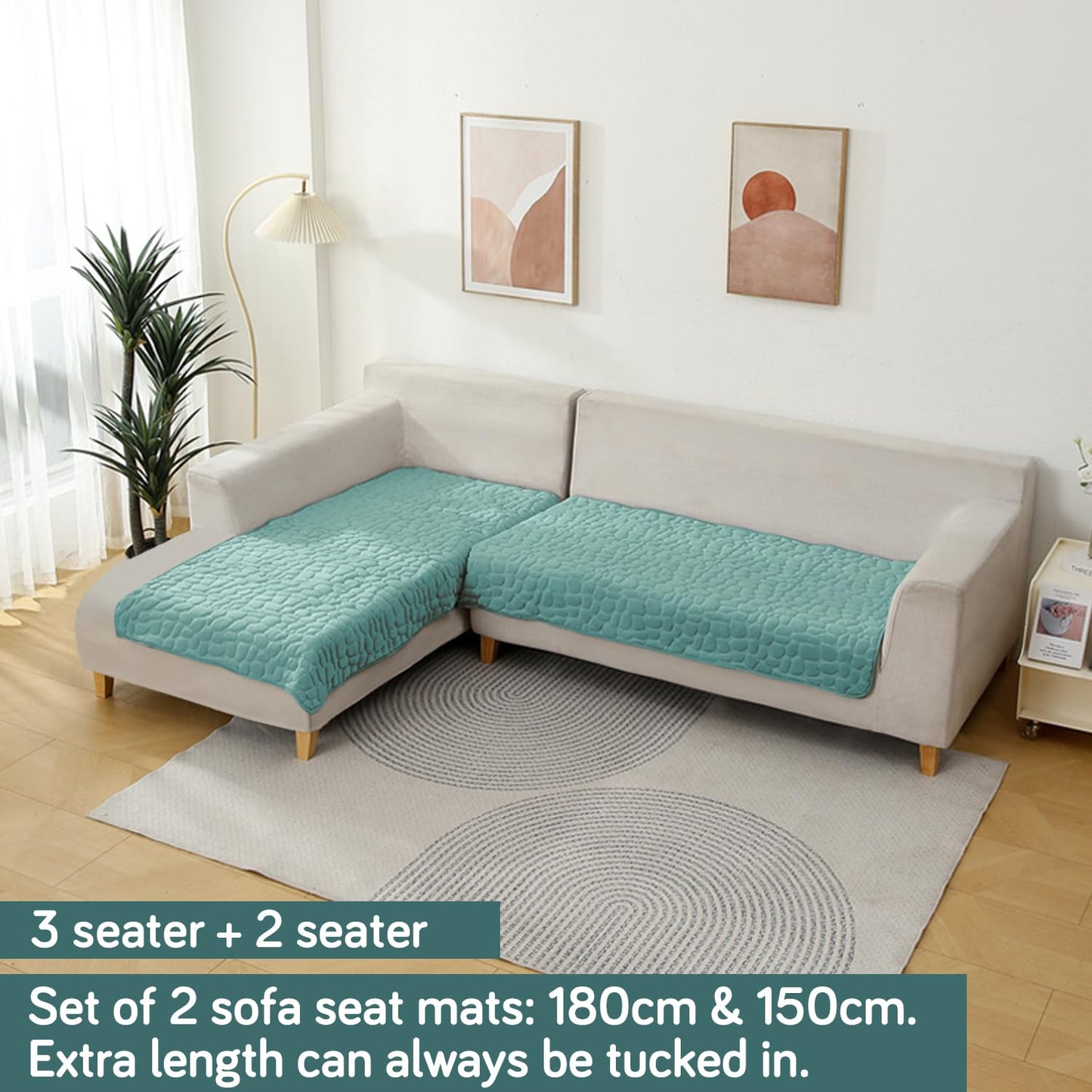 HOKIPO Premium Pebble Milk Velvet L Shape Sofa Cover Mat, Fog Blue