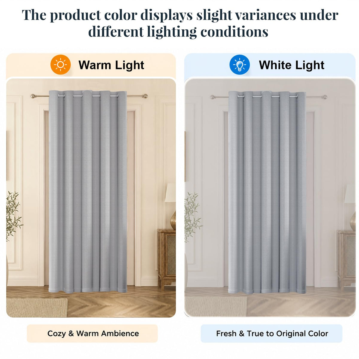HOKIPO Horizon Dimout Eyelet Curtains, 7 Feet Long - Mist Grey - image 6