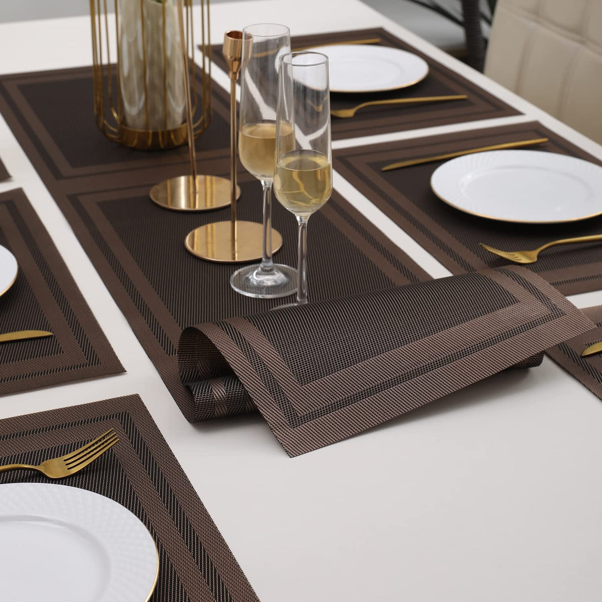 PVC Dining Table Mats, Copper Brown