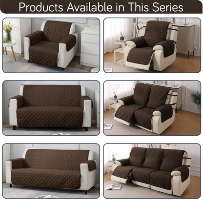 UrbanQuilt Recliner Sofa Slipcover Mat with Dual Belt for 1/2/3 Seater -  Chocolate Brown