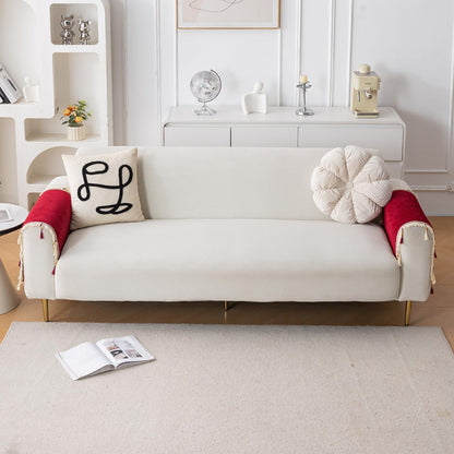 Serenity Tassel Chenille Sofa Cover with Tassel – Crimson Ruby