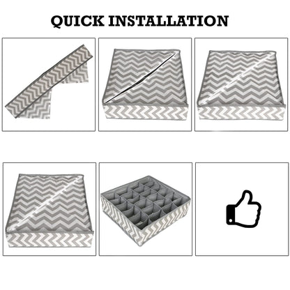 Non-Woven 2 Pcs Undergarment Organizer Storage Box For Drawers Bra Panty Socks Tie Lingerie Wardrobe, 24X7 Grid (Clothing, Grey)