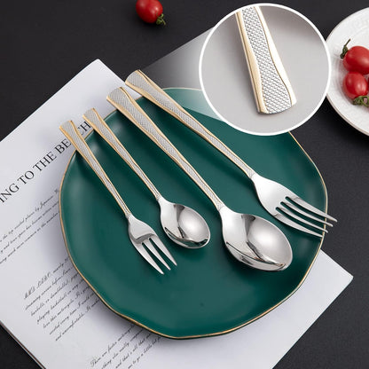 Cutlery Set of 18 / 24 Pcs Stainless Steel Flatware Set, Mirror Finish - Silverware
