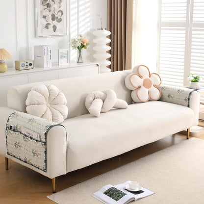 Printed Quilted Sofa Cover Mats, Light Green Ash Gypsy Flower