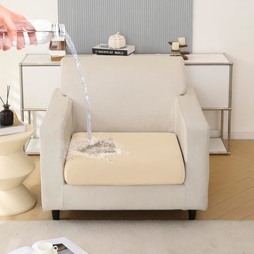 100% Waterproof Stretchable Seat Couch Cushion Cover for 1/2/3 Seater, Beige