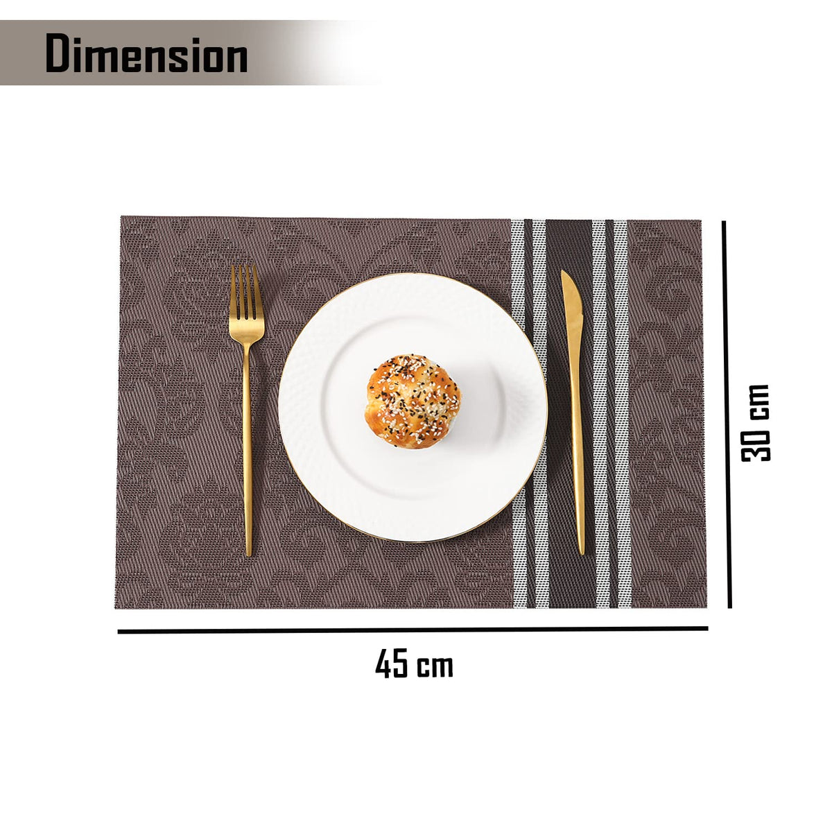 PVC Dining Table Mats, Damask Brown
