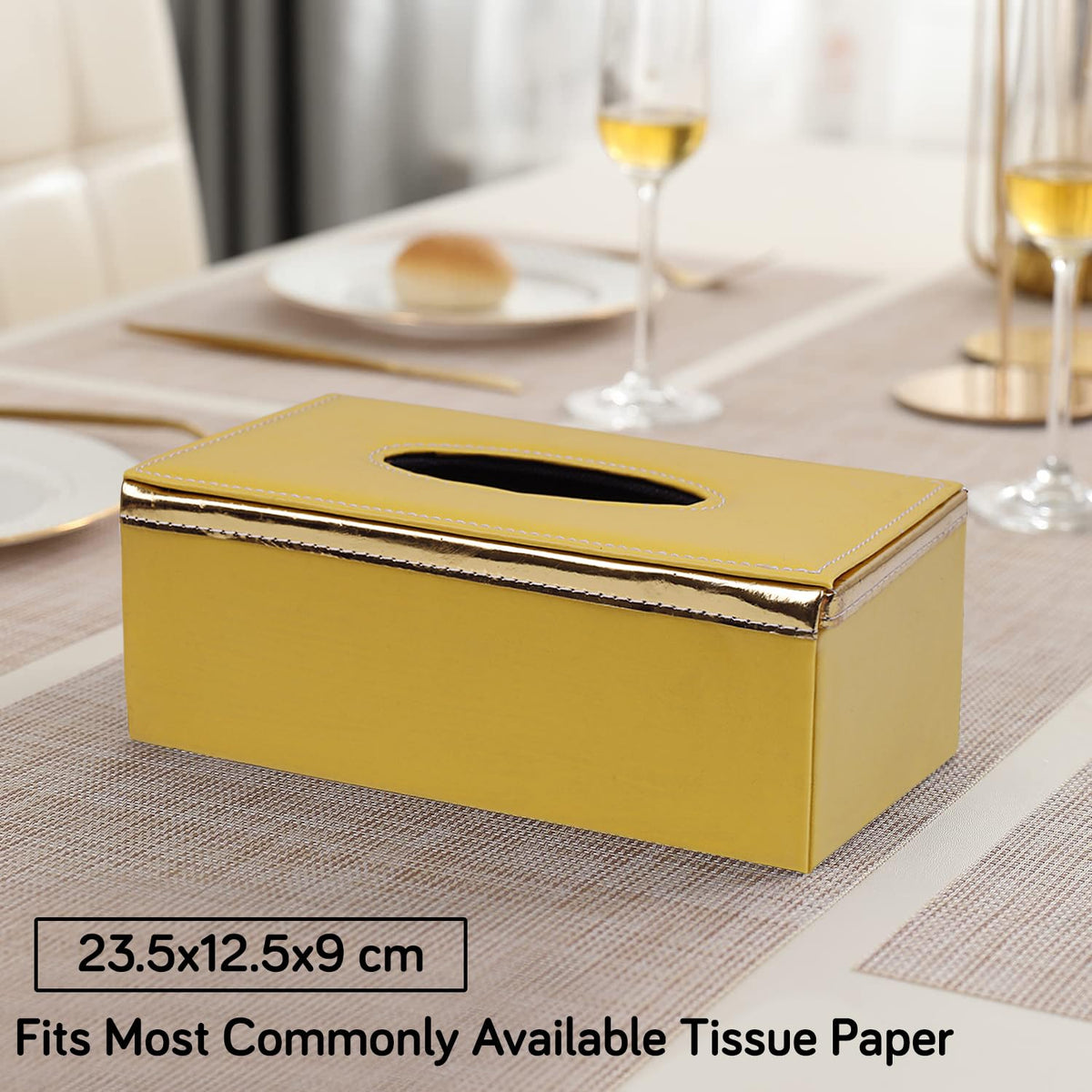 buy yellow leatherite tissue paper box | HOKIPO