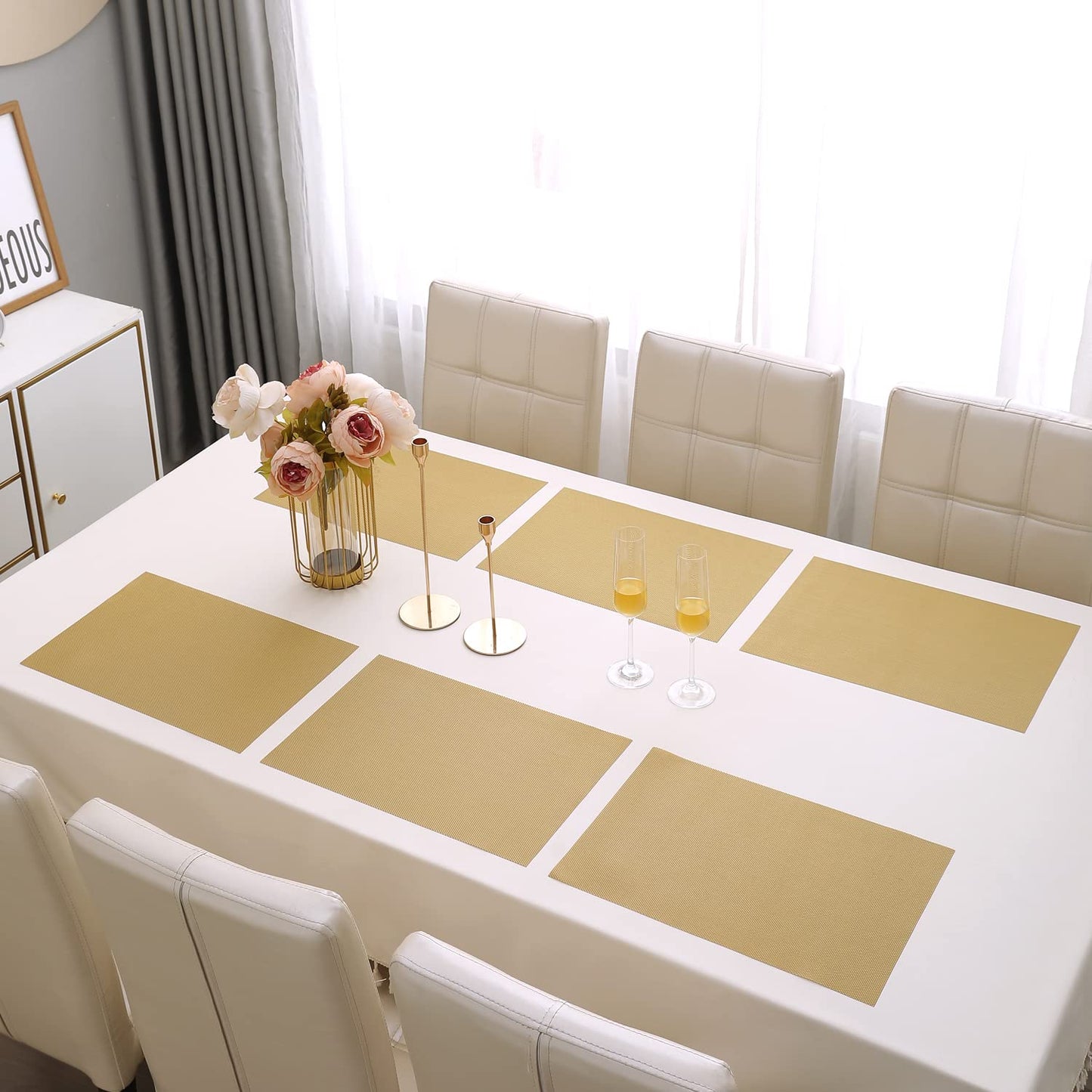 PVC Dining Table Mats, Golden