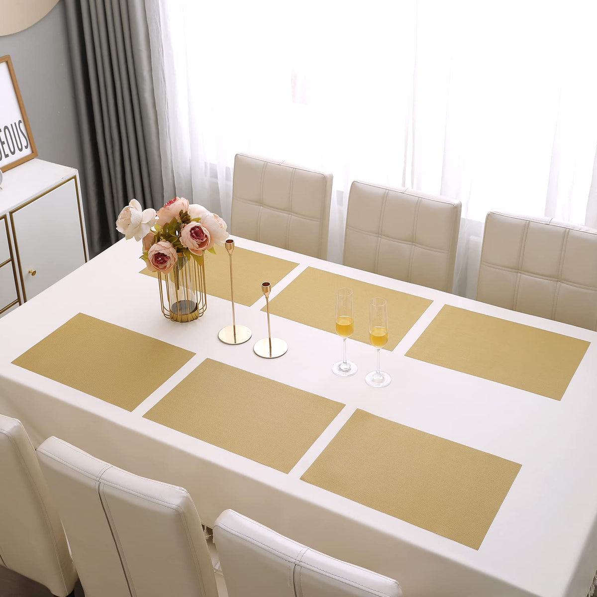 PVC Dining Table Mats, Golden