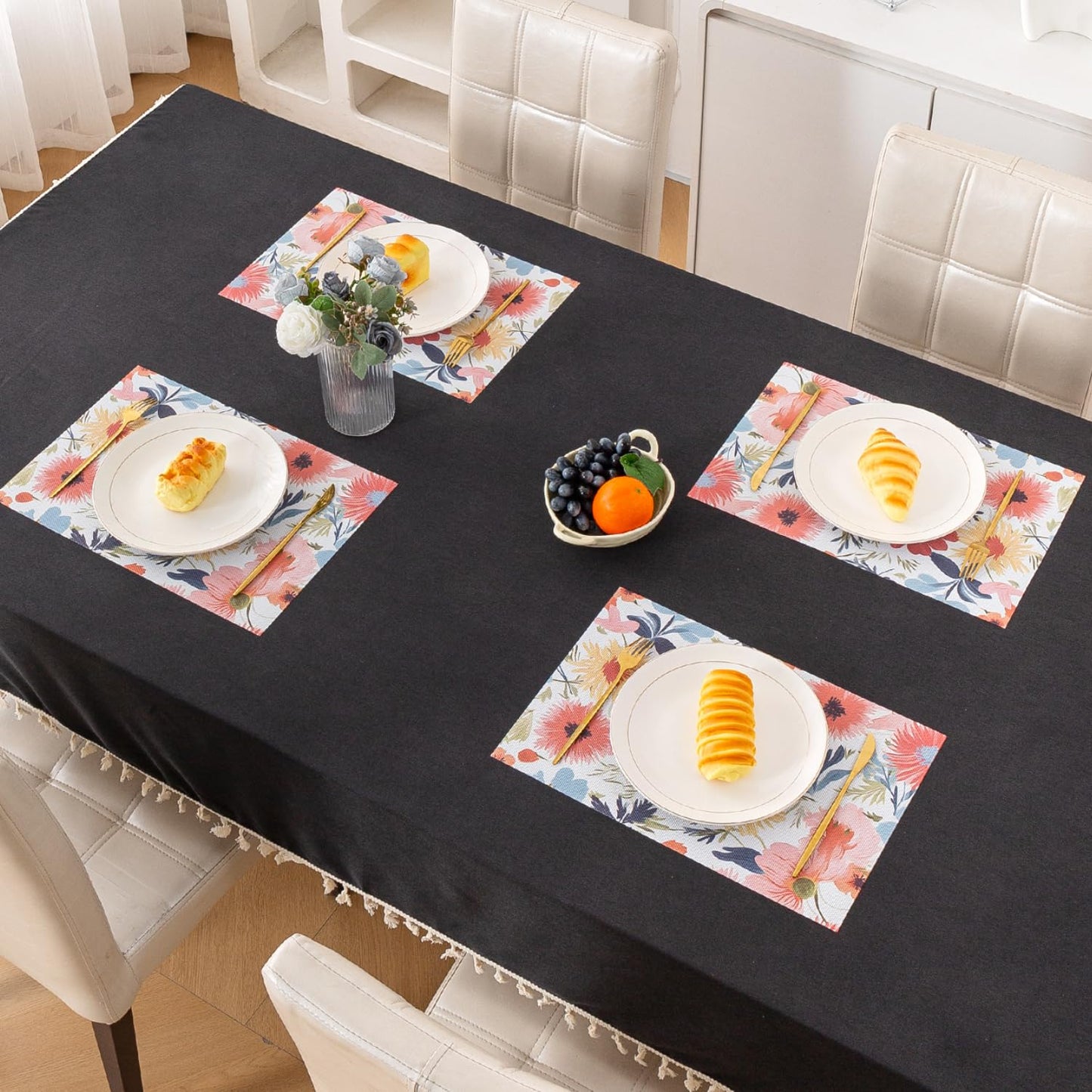 Artistic Flora PVC Washable Mats for Dining Table - Chrysanthemum