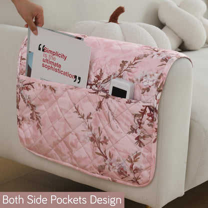Quilted, Waterproof and Anti-Slip Sofa Cover Mat, Blossom Flower Pink