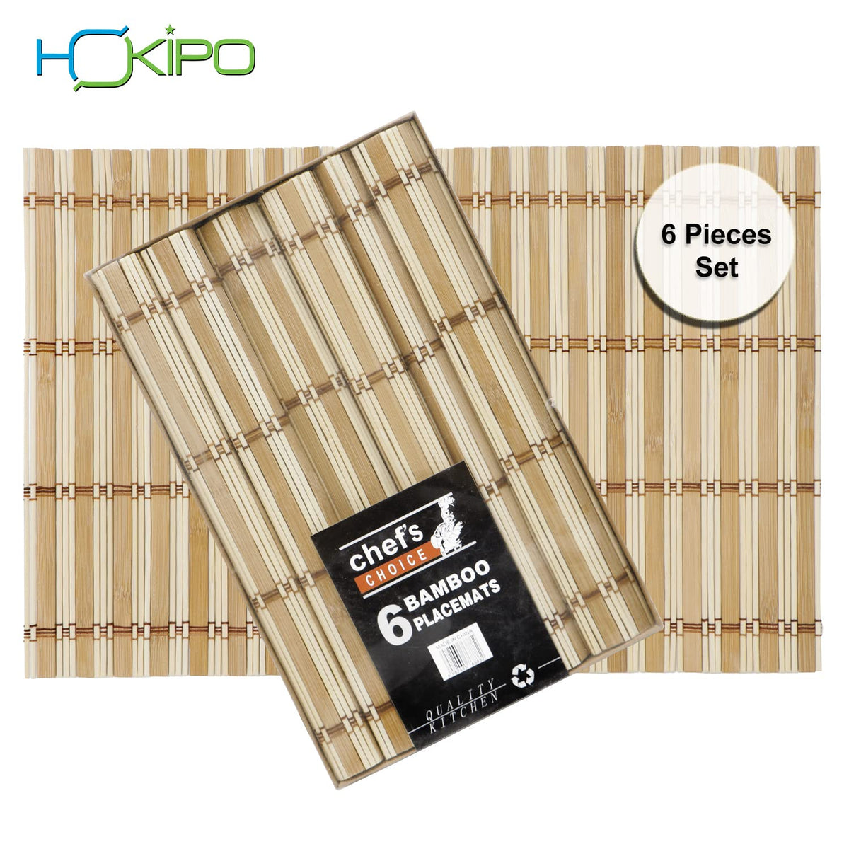 Buy Beige Stripes Colour reversible bamboo table mats set of 6 | Hokipo