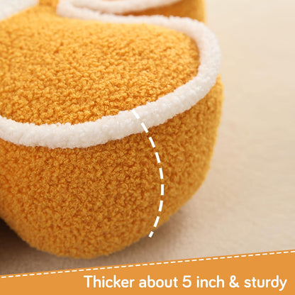 HOKIPO Plush Cotton Flower Cushion | Decorative Throw Pillow for Bed & Sofa - Yellow