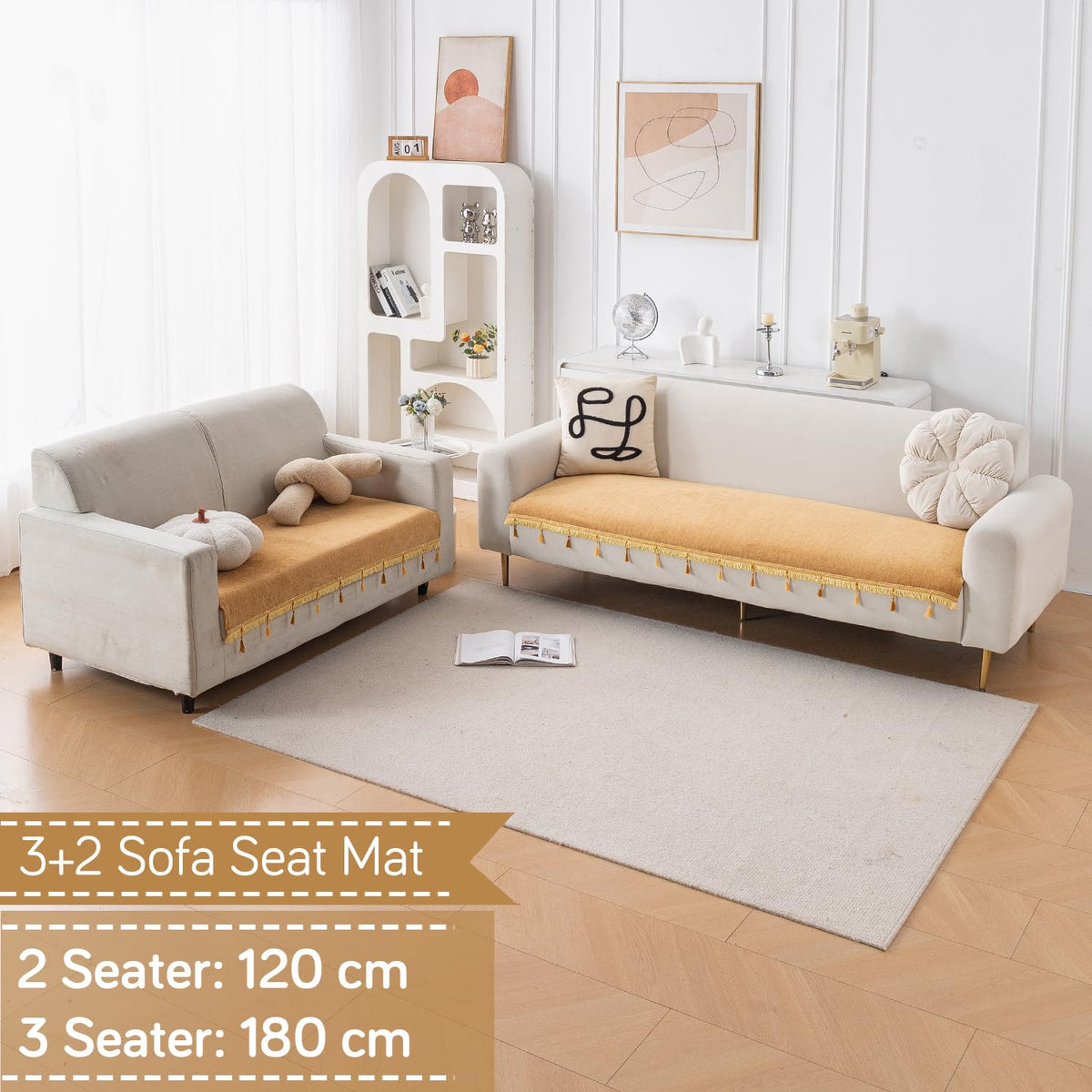 Serenity Tassel Chenille Sofa Cover with Tassel – Sunlit Amber