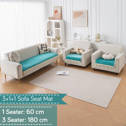 Serenity Tassel Chenille Sofa Cover with Tassel – Ocean Teal