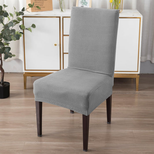 200 GSM Jacquard Set of 1/2/4/6 Dining Chair Cover, Light Grey