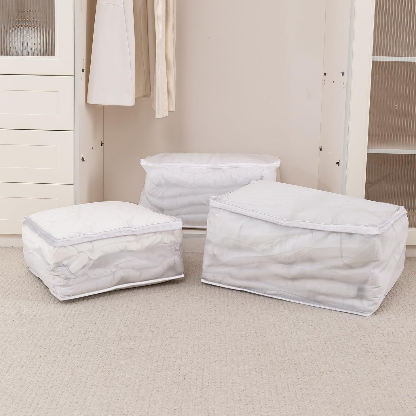 Foldable Clothes Organiser for Wardrobe and Closet Storage Bag - White