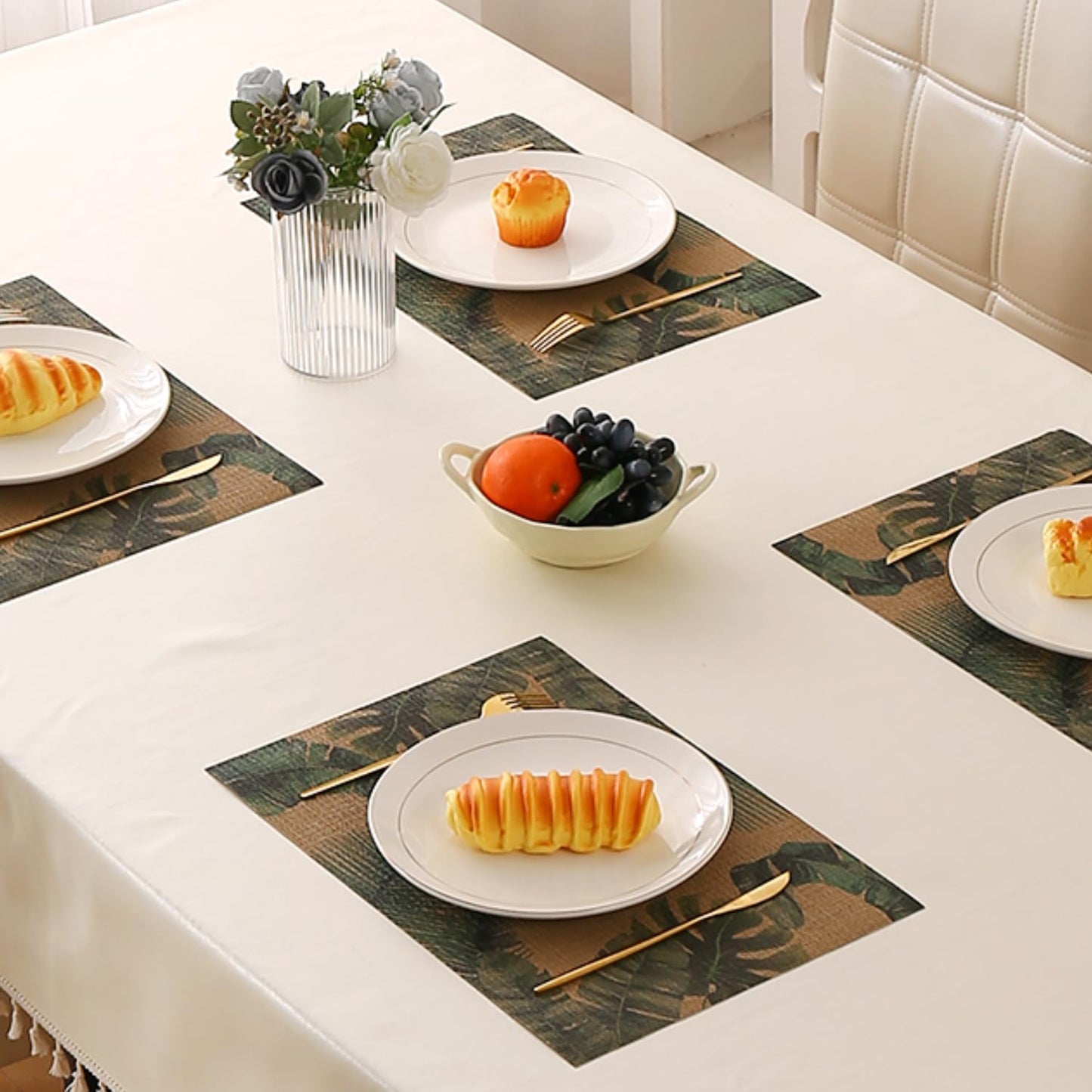 Botanical Tropic PVC Mats for Dining Table - Palm Leaves