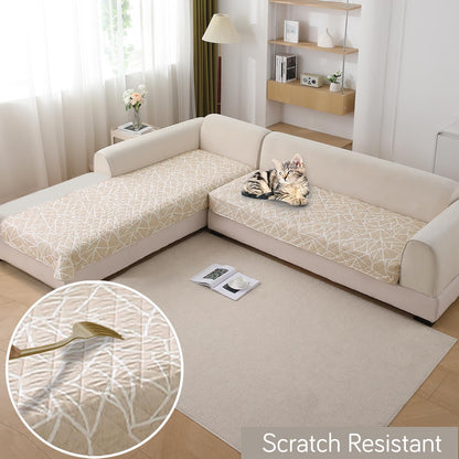 HOKIPO Waterproof Printed Quilted Quick Dry L Shape Sofa Seat Cover Mat, Beige Abstract Geometry