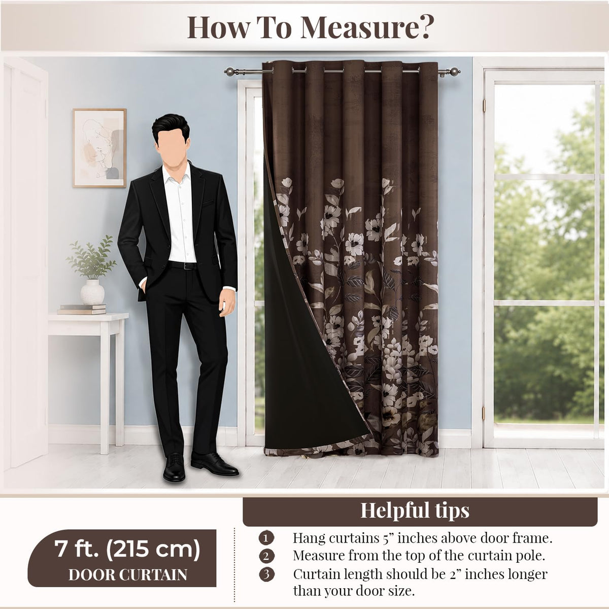 HOKIPO Twilight Curtains, 7 Feet Long - Moonlit Blossom Mocha Brown - image 8