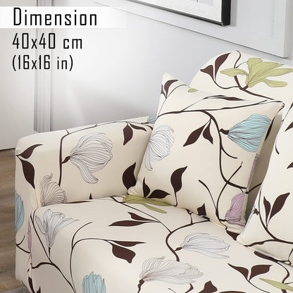 Beige Brown Leaves Floral Print zippered sofa pillow covers Set of 2