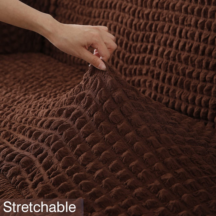 Dark Brown Elastic stretchable Turkish Bubble frill sofa cover set