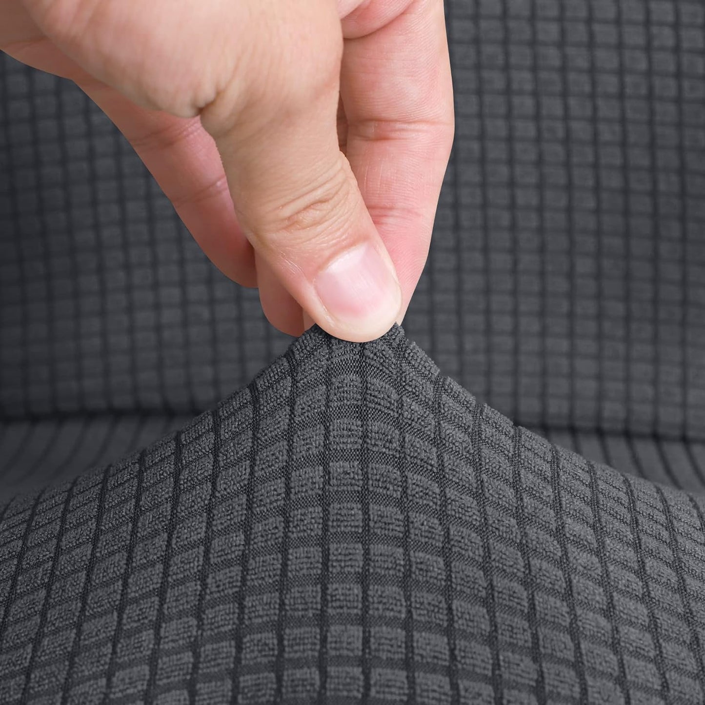 Water Resistant Jacquard Office Chair Slipcover for Armrest Chairs, Dark Grey