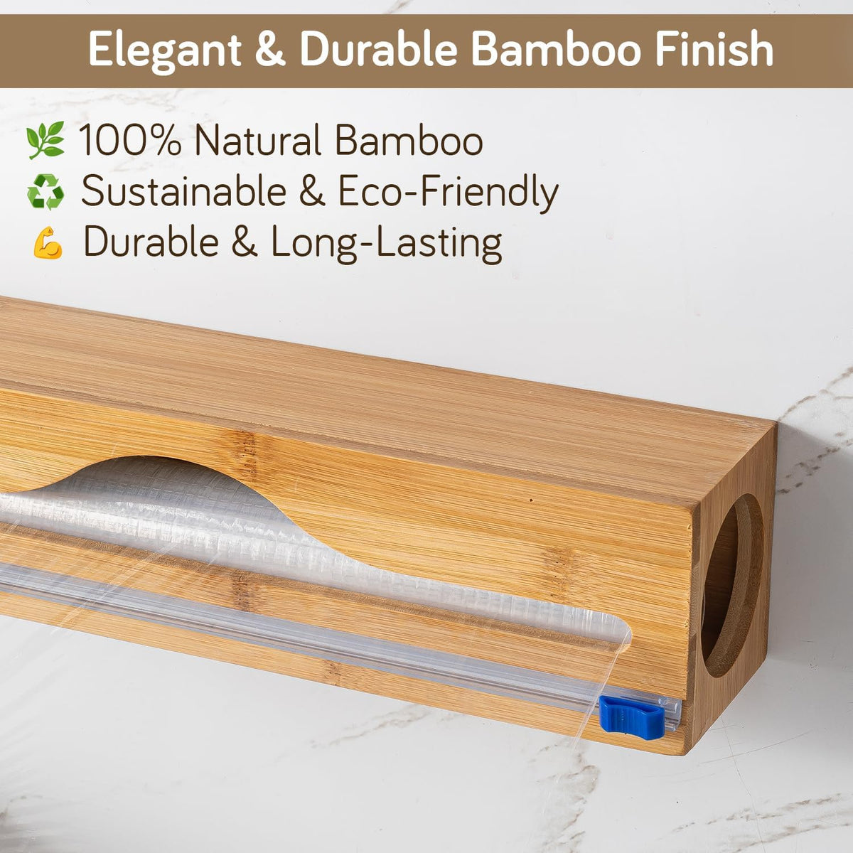 Bamboo 1-Slot Wrap Dispenser | Foil, Cling & Butter Paper Cutter