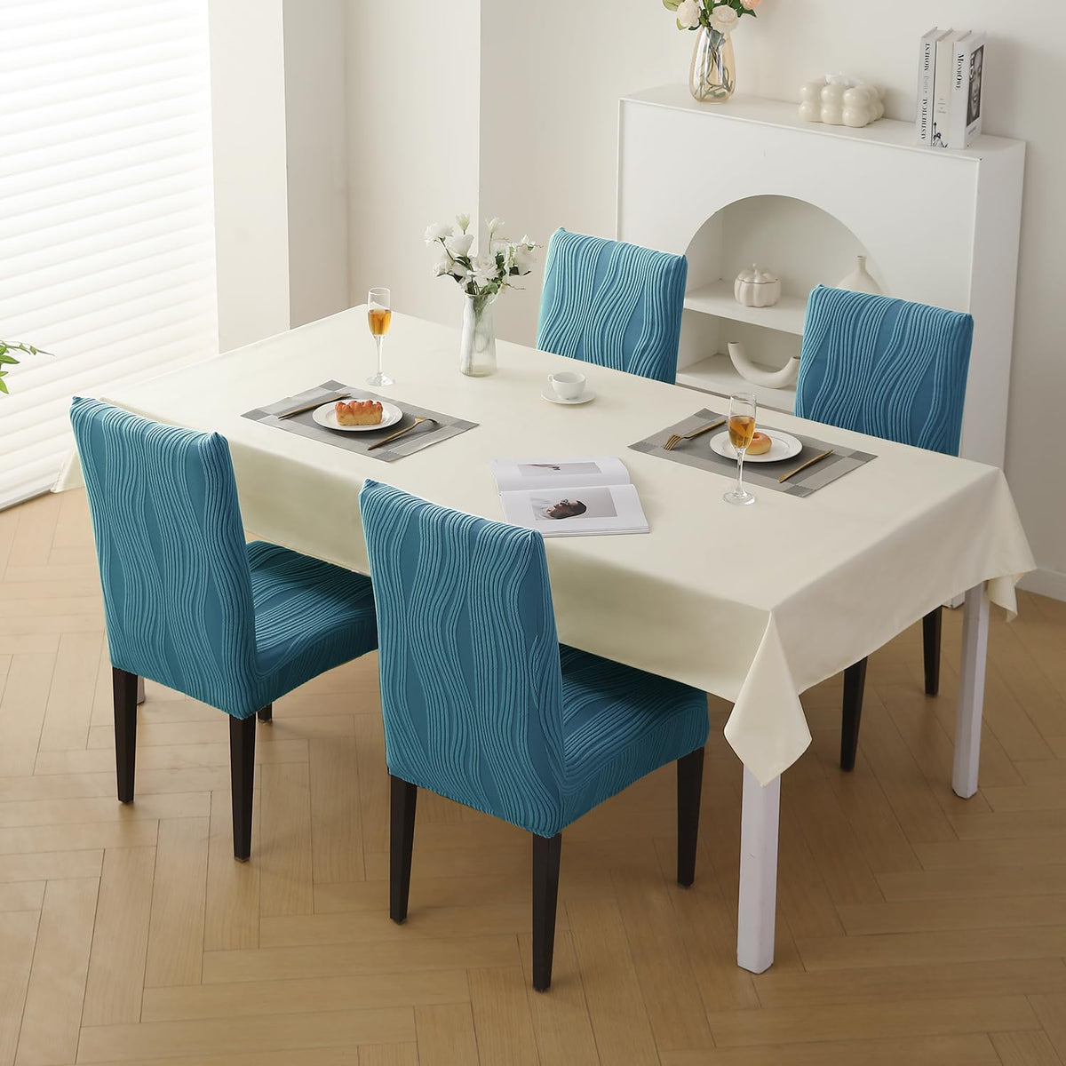 Nestiva Series Stretchable Knitting Jacquard Chair Cover - Sea Blue