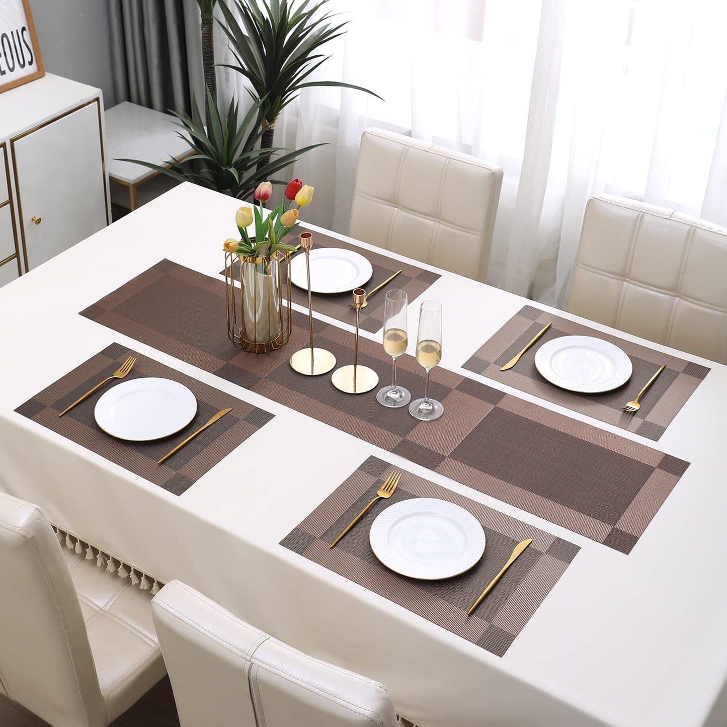 PVC Dining Table Mats, Dark Brown