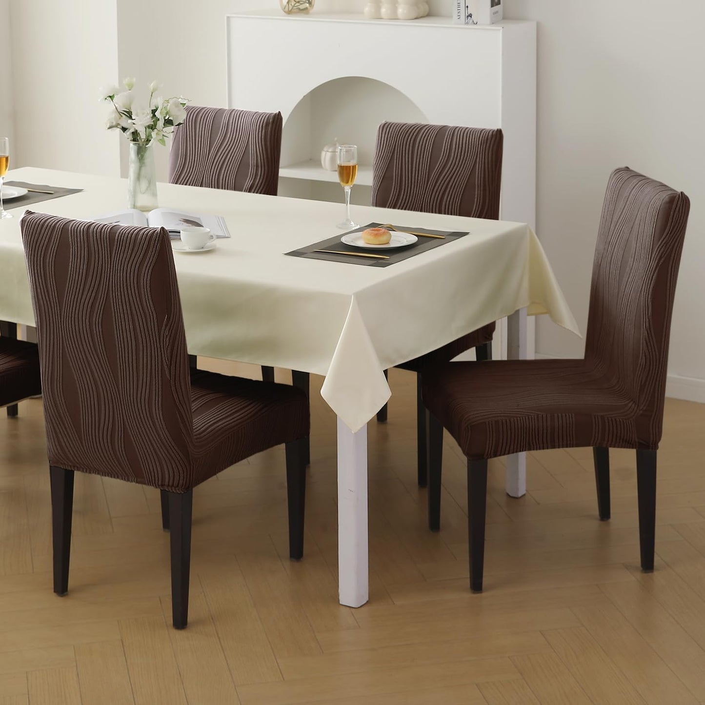 Nestiva Series Stretchable Knitting Jacquard Chair Cover - Chocolate Brown
