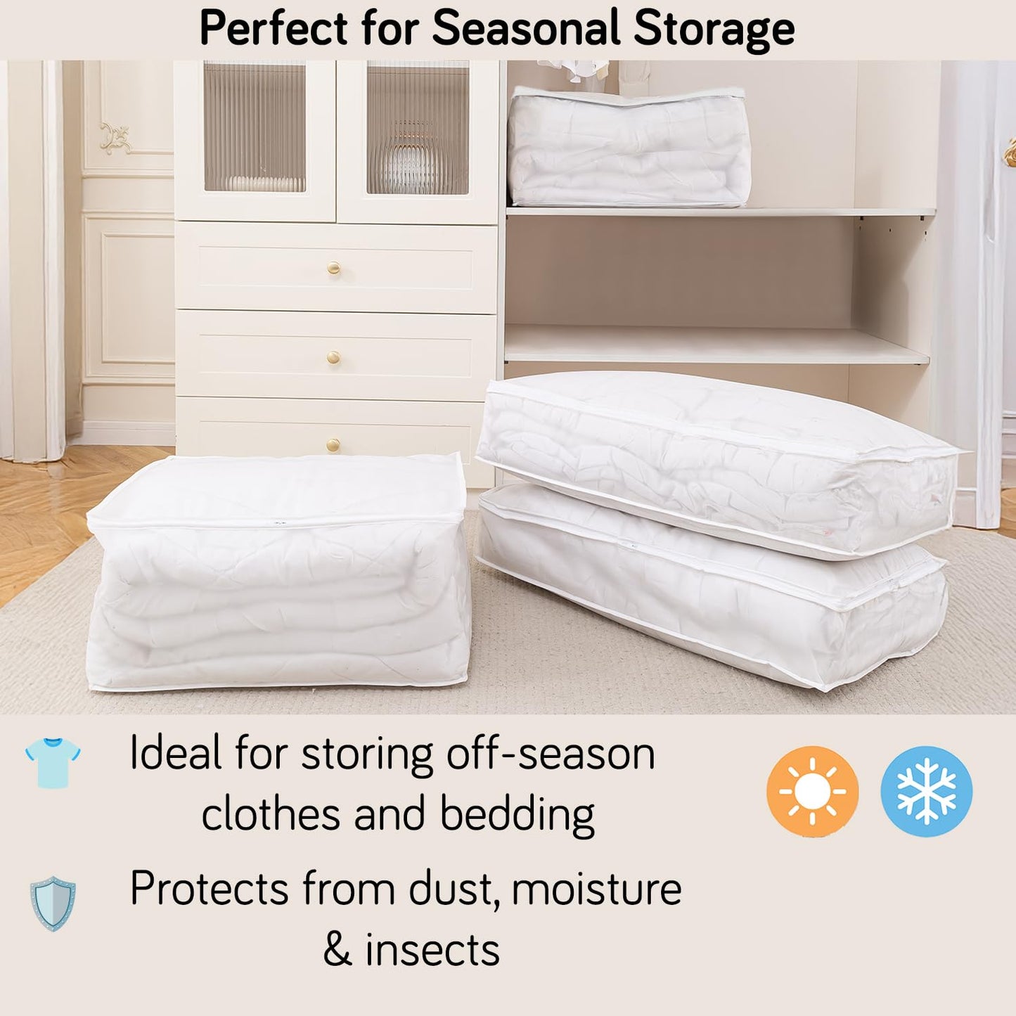 Foldable Clothes Organiser for Wardrobe and Closet Storage Bag - White