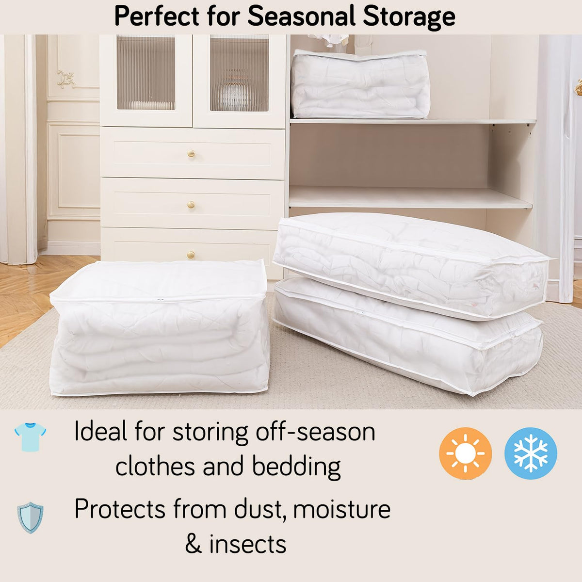Foldable Clothes Organiser for Wardrobe and Closet Storage Bag - White