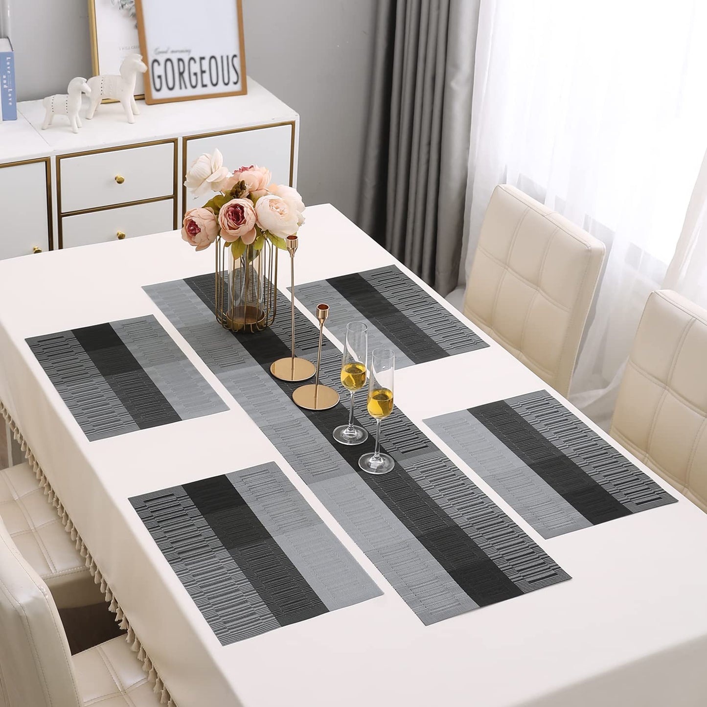 PVC Dining Table Mats, Grey