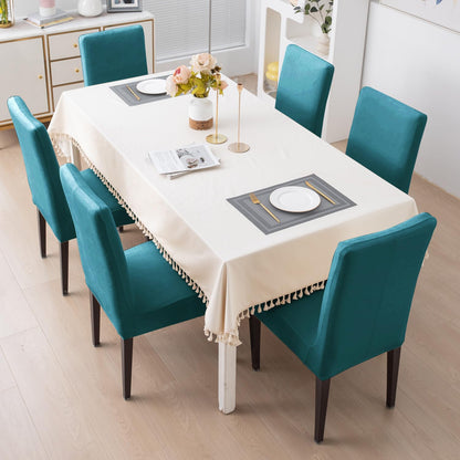 Elastic Stretchable Premium Velvet Dining Chair Cover, Turquoise