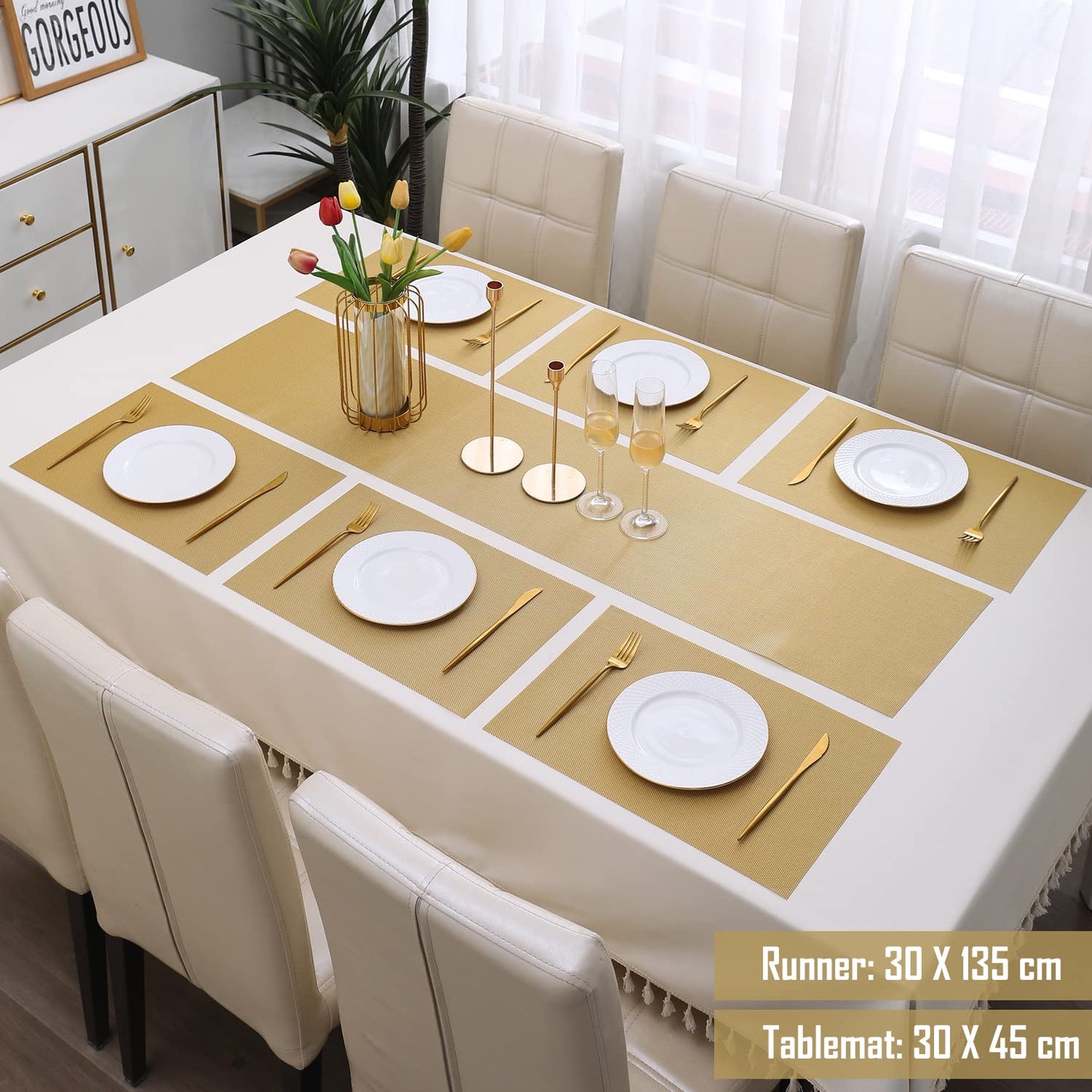 PVC Dining Table Mats, Golden