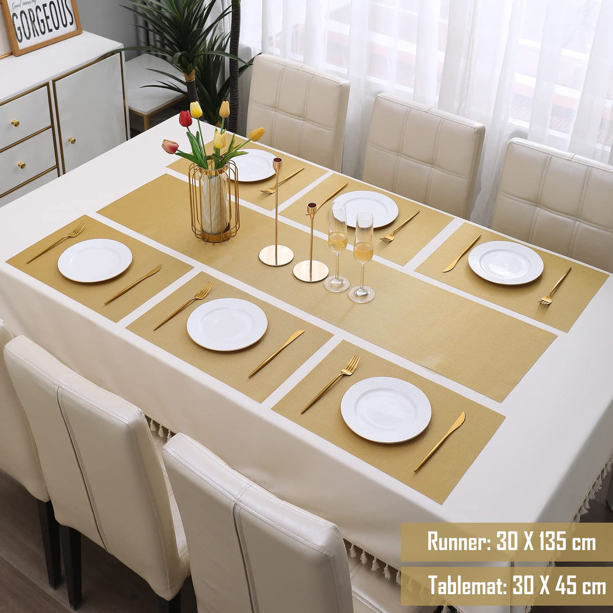 PVC Dining Table Mats, Golden