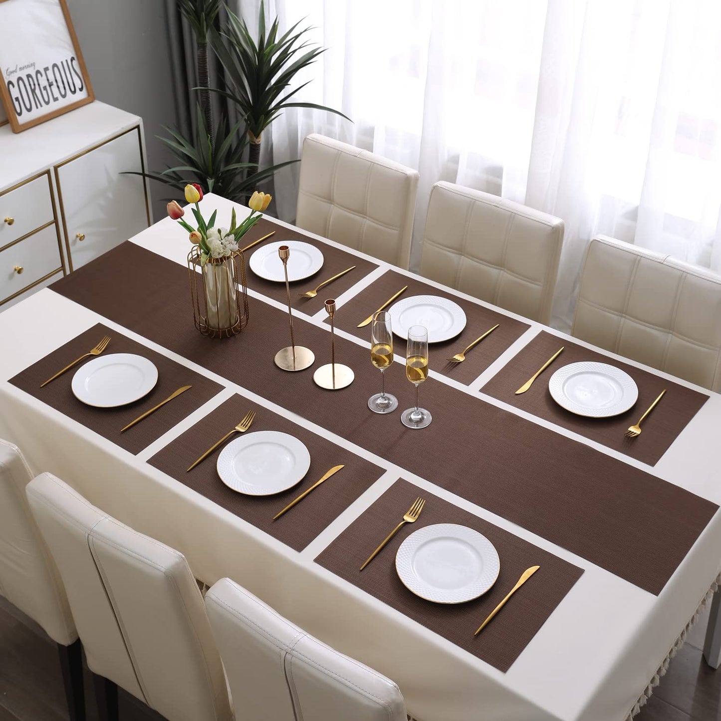 PVC Dining Table Mats, Brown