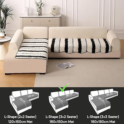 Luxury Wavy Mat with Anti Slip Backing  L Shape Sofa Cover Seat Mat - Black