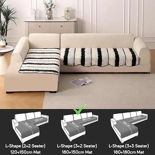 Buy Black Colour Luxury Wavy L Shape Sofa Cover