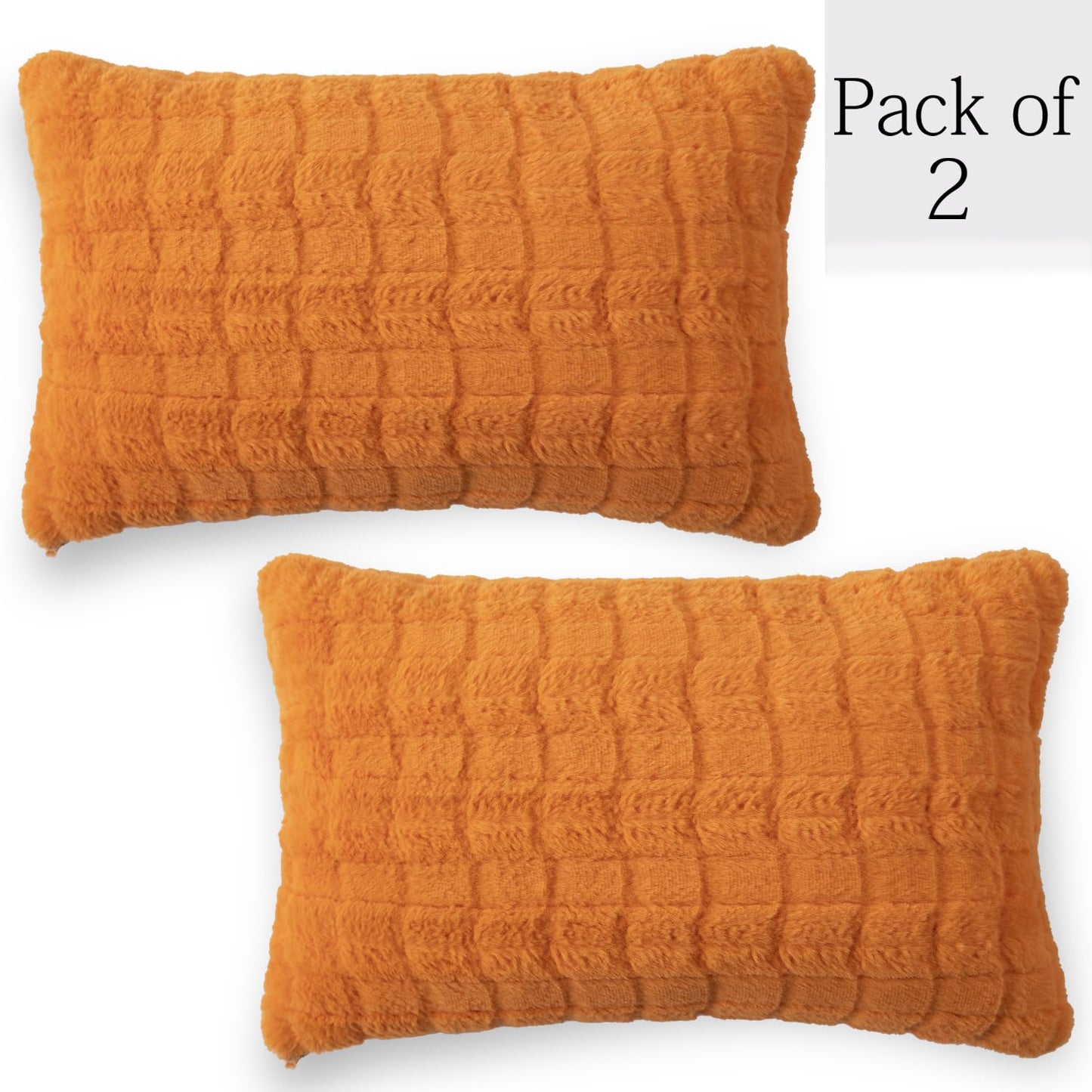 Buy Orange Colour Premium Zippered Plush pillow covers in set of 2