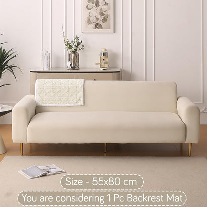 'Italian Caelora' Luxury Jacquard Plush Anti-Slip Sofa Cover Mat - Pearl White