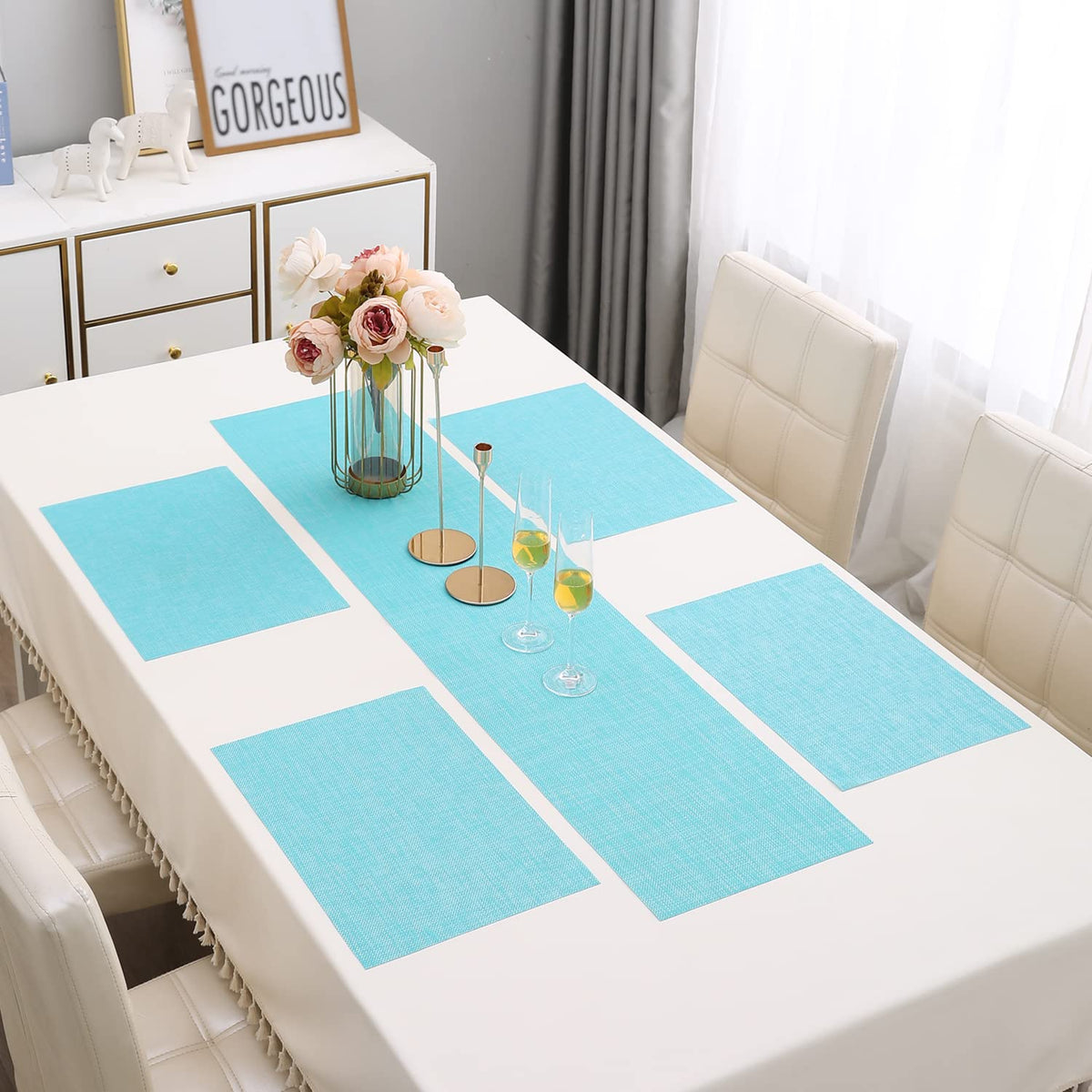 PVC Dining Table Mats,Turquoise