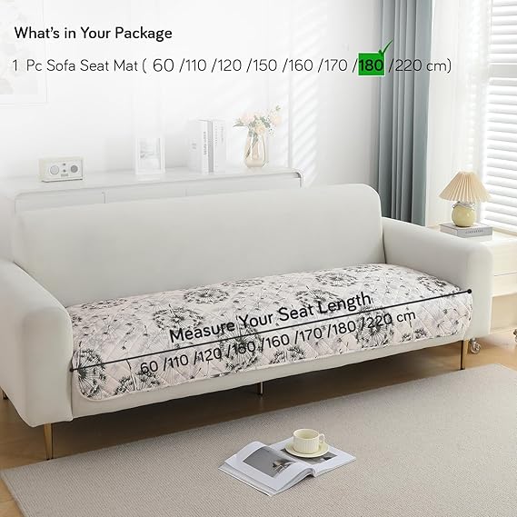 HOKIPO Quilted, Waterproof and Anti-Slip Sofa Cover Mat, Dandelion Anchor Grey