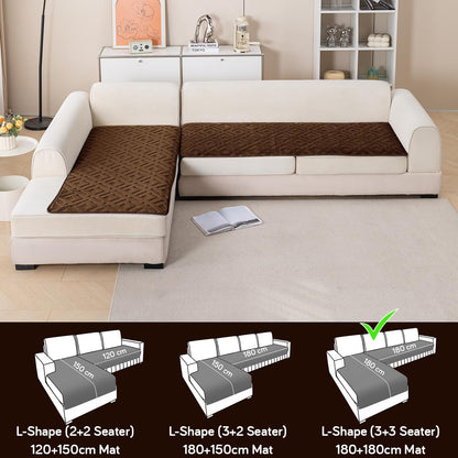 Buy Dark Brown Colour Velvet Maze Premium L Shape Sofa Mat