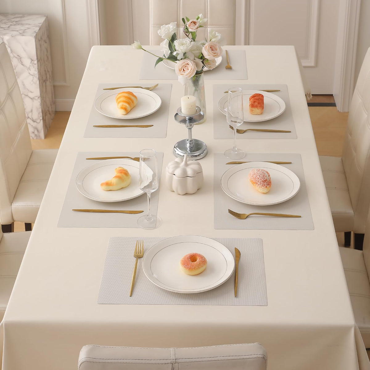 Buy Beige pp waterproof placemat set of 6