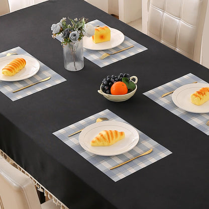 Classic Checks PVC Washable Mats for Dining Table - Pacific Blue